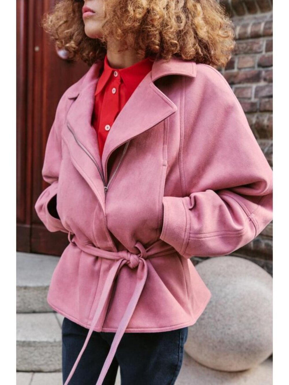 ZARA FAUX SUEDE BELTED JACKET - Picture 7 of 10